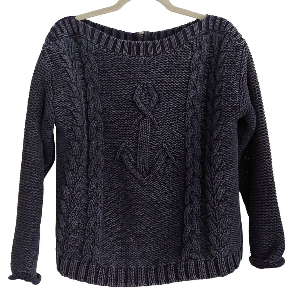 Sperry Top-Sider Anchor Knot Sweater Navy Cable-knit Nautical Coastal M